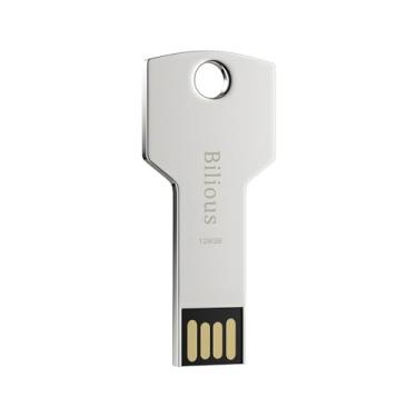 Imagem de Bilious Pendrive Usb 2.0 128G, Portátil Estilo Metal, Caneta De Salto Em Formato Chave À Prova D'Água 128Gb Para Armazenamento E Backup