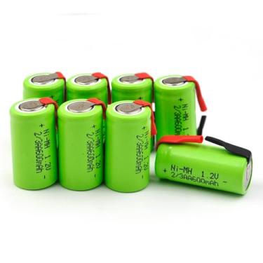 Imagem de elxjarcell Baterias Ni-Mh 2/3Aa 1,2V 600Mah Com Abas De Reposição Para Dispositivos Controlados Por Rádio, Ferramentas E Brinquedos Elétricos, Ciclomotores, Medidores, Dois Rádios, Automóveis Híbrid
