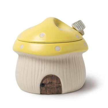 Imagem de RESVUGA Açucareiro De Cerâmica Com Tampa E Colher, Design Fofo Casa Cogumelo. Pote Porcelana Para Temperos, 425 Ml. (Amarelo)