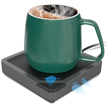 Imagem de yolin Conjunto De Aquecedor Canecas Café: Para Mesa, Com Desligamento Automático, Prato Vela, Copo Elétrico Bebidas, Café, Chá E Leite Aquecidos Até 55°C (Verde)