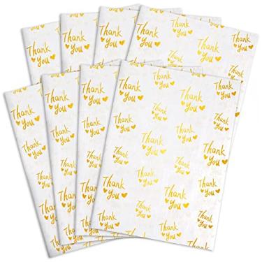 Imagem de MR FIVE 200 Folhas De Papel Seda Dourado Para Agradecimento, 50,8 Cm X 35,5 Cm, Embalagem, Pequenas Empresas, Casamentos Dourados, Formaturas, Aniversários, Dia Ação Graças (Branco)