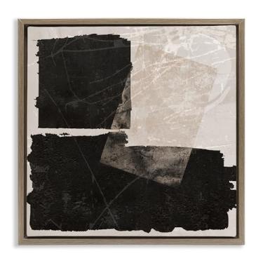Imagem de Stupell Industries Desenho de arte de parede em tela flutuante marrom com listras pretas abstração marrom por Daniela Santiago, 45,7 x 45,7 cm