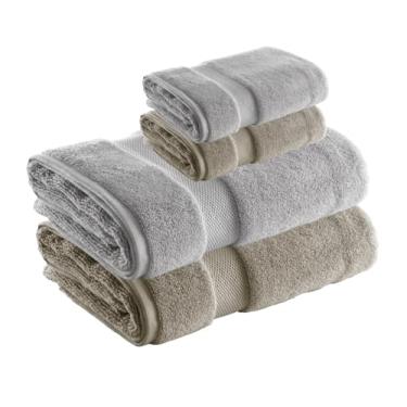 Imagem de Jogo de Toalha de Banho e Rosto Super Soft Zero Twist, 4 pe�as, Algod�o, Toque Macio, 500g/m�, Altihaus, Alta Absor��o, Durabilidade (Taupe/Cinza)