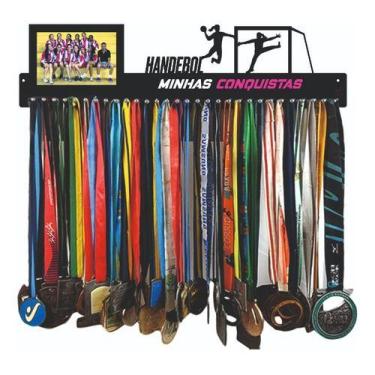 Imagem de Porta Medalha Handebol Fem P/ Até 100 Medalhas Porta Retrato - QUADRO 