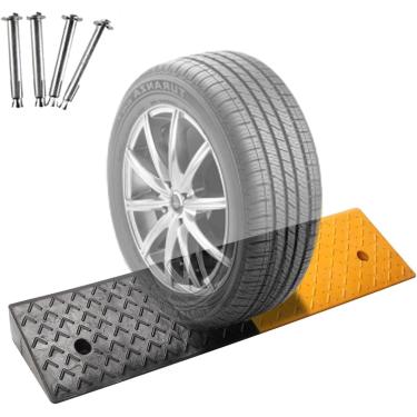 Imagem de 2/2.3/3/ 3.5/4/ 5 Rampa De Meio-fio De Borracha Para Garagem, Cadeiras De Rodas De Carros Pesados Rampas De Meio-fio Inclinadas Com Parafusos, Rampa De Limiar Antiderrapante, One Color, 3 inch Rise