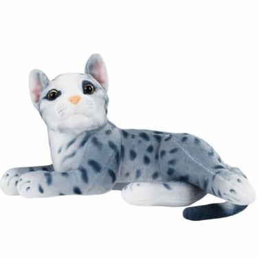 Imagem de Gato Cinza Deitado Realista 32cm - Pelúcia