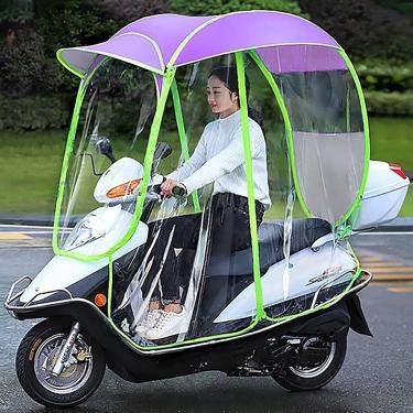 Imagem de Dossel Transparente De Carro Elétrico Totalmente Fechado, Scooter De Mobilidade Capa De Vento De Chuva Solar Carro Elétrico Impedir Guarda-chuva, Capa De Guarda-sol De Motocicleta, Blue, C