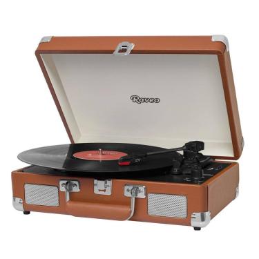 Imagem de Vitrola Raveo Sonetto Chrome Brown Toca Discos Bluetooth USB que reproduz e grava Bivolt