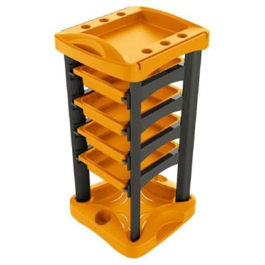 Imagem de Carrinho Auxiliar Multiuso Luxo com 4 Gavetas Laranja com Preto - Sant