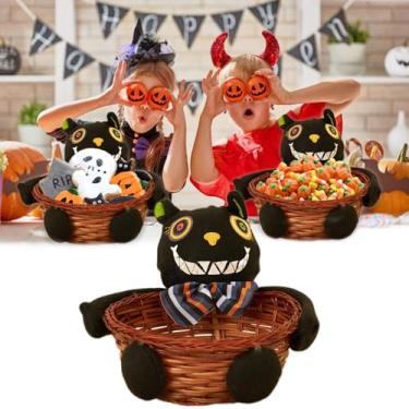Imagem de Cesta de armazenamento de biscoitos de Halloween para gatos pretos terríveis com suporte de doces, tigela de doces de Halloween, prato de doces, chocolate, biscoitos, sobremesas, cestas para decoração