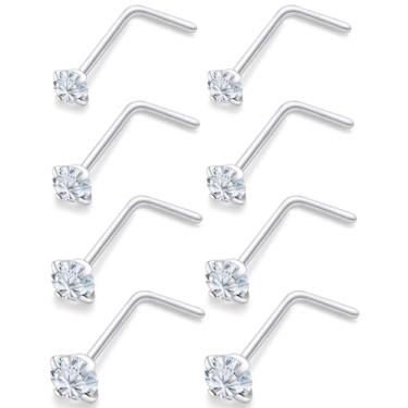 Imagem de Uzgtvy 18G 20G 22G Anéis de nariz em forma de L brincos aço cirúrgico prata ouro nariz piercing de narina joias para mulheres homens meninas CZ 1,5 mm 2 mm 2,5 mm 3 mm 3,5 mm 4 mm 12 peças, Cristal