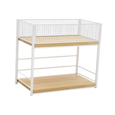 Imagem de Ioensy Caixa organizadora de arquivos embaixo da mesa, suporte de prateleira de malha, rack compacto e resistente, organizador de arquivos multifuncional, Branco