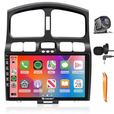 Imagem de Kunfine Car CarPlay Android Navegação Automática Rádio GPS Estéreo Câmera Reversa Tela IPS Touchscreen Tablet Pad Media Player para Hyundai Santa Fe 2000-2012, se Aplicável Quad Core 2G + 64G