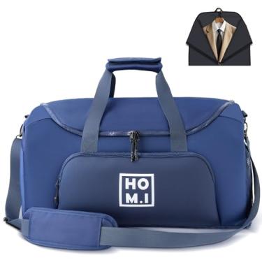 Imagem de Bolsa esportiva de mão com compartimento para sapatos, bolsa de vestuário conversível HOMIGLAM para viagens com alça de ombro, bolsa de terno impermeável 2 em 1 para viagens de negócios ou fim de