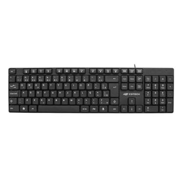 Imagem de Teclado C3Tech USB Multimidia KB-M10BK PRETO, Layout padrão português brasileiro ABNT2, Sistema anti-respingo