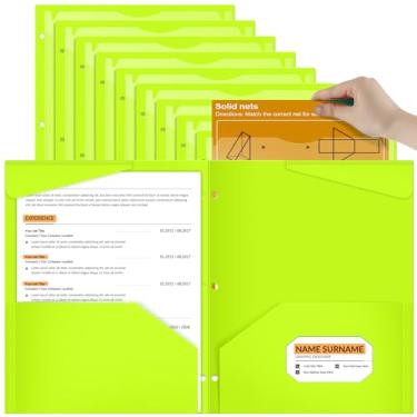 Imagem de Henoyso Pacote com 36, 2 pastas de bolso com bolso frontal transparente, pastas resistentes de plástico perfurado de 3 furos com bolsos para pastas de fichário de 3 anéis para suporte de papel de 28 x