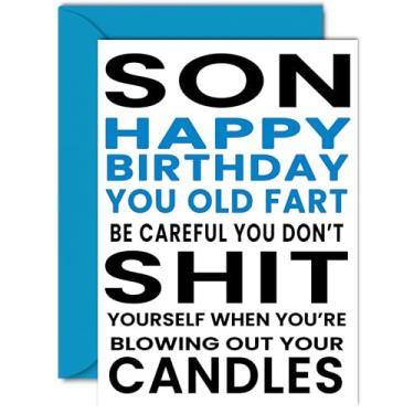 Imagem de Cartões engraçados de aniversário para filho - You Old Fart - Joke Rude Birthday Card for Son from Mom Dad, Humor 18th 21st 25th 30th 40th Bday A5