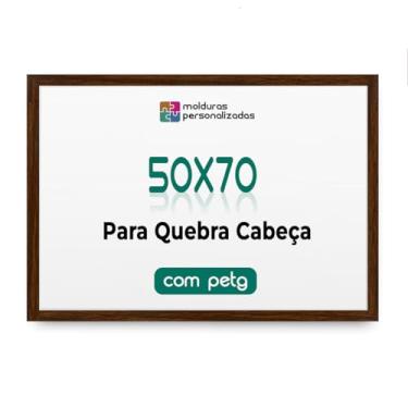 Imagem de Moldura 50X70 para Quebra Cabeça Grow Puzzle de 1000 Peças com Proteção Petg (Marrom)