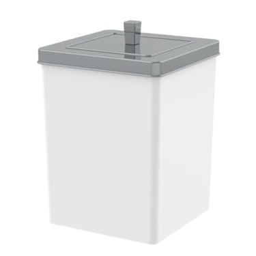 Imagem de Lixeira quadrada c/tampa 6,5 litros branco/cromado - Future | Com sistema que esconde o saco de lixo