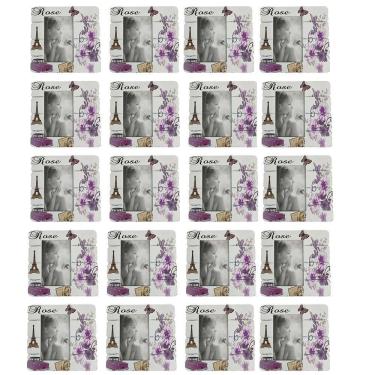 Imagem de Porta Retrato 10x15 Foto Moldura Paris Kit 20 Unidades Flores Enfeite Mesa Estante Prateleira Quarto
