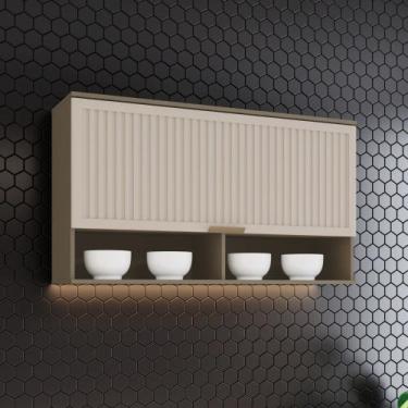 Imagem de Armário Aéreo 120cm com Detalhe Ripado 1 Porta Basculante Connect Henn