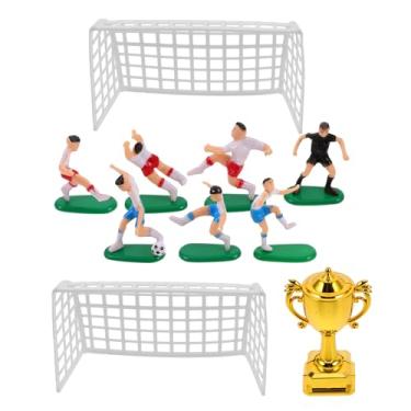 Imagem de Housoutil Conjunto Mini Troféu Mini Gol de Futebol Modelo de Jogador de Futebol, Decoração para Festa de Futebol em Miniatura, Jogadores de Futebol de Plástico, Topper de Bolo Temático de