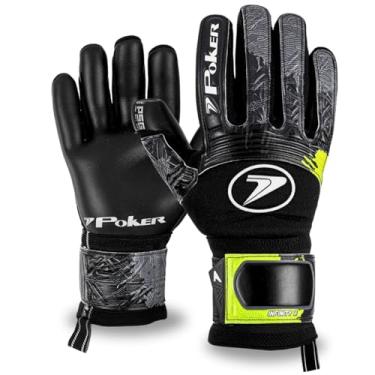 Imagem de Luva De Goleiro Profissional Poker Infinity 2 Látex Alemão Grip Gel Gramado Sintético Natural Grama Society Campo Profissional Futebol Oficial (Preta-Verde, 9)
