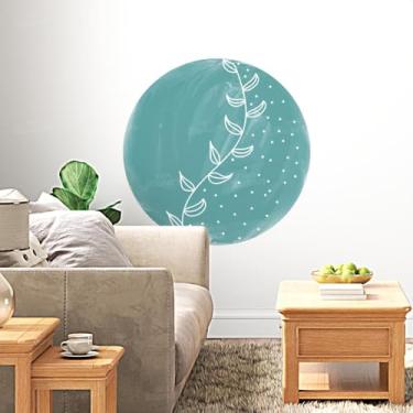 Imagem de Adesivo de Parede 1 Metro Redondo Com Desenhos Florais e Fundo Aquarelado