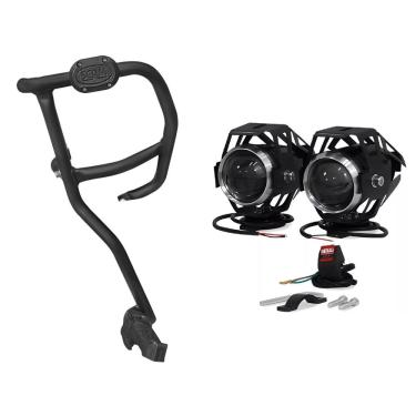 Imagem de Kit Protetor Motor Carenagem Moto Lander 250 2025 Sptop834 + Farol De Milha 10W 12/24V Magnetron