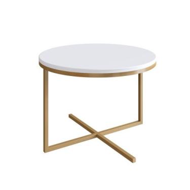 Imagem de Mesa Lateral Estilo Industrial Baixa Freedom Móvel na Caixa, Branco/Do