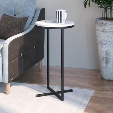 Imagem de Mesa Lateral Estilo Industrial Alta Freedom Móvel na Caixa, Branco