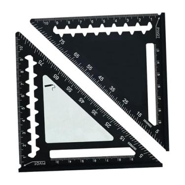 Imagem de WeiLaiKeQi Régua triangular de 45/90 graus, régua triangular reta, profissional, resistente ao desgaste, medidor de medição gravável para melhoria industrial, Preto