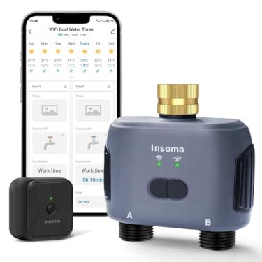 Imagem de Insoma Temporizador de água WiFi de entrada de latão, temporizador de mangueira inteligente de 2 zonas para irrigação de plantas