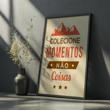 Imagem de Quadro Decorativo Momentos Com Moldura | Placa Decorativa Frase Motivacional Viagem Aventura Memorias