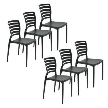 Imagem de Conjunto 6 Cadeiras Sofia Em Polipropileno E Fibra De Vidro Preta Tramontina