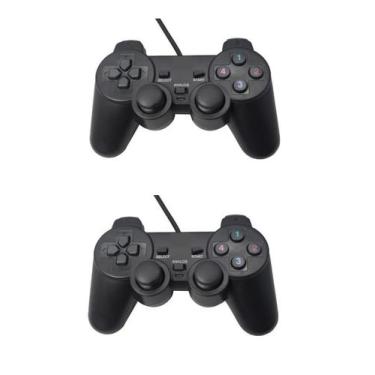 Imagem de Kit 2 Joystick Controle Para Pc Gamer Jogos Vibração Dual Shock Usb Co