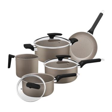 Imagem de Jogo De Panelas 5 Peças Tramontina Milazzo Com Revestimento Amêndoa