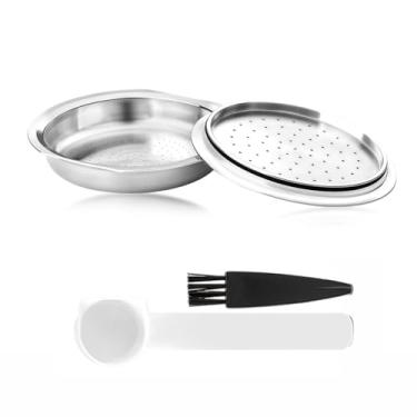 Imagem de Filtro de cápsula de café reutilizável de aço inoxidável com colher e pincel adequado para máquina de café Senseo HD7801 HD6592