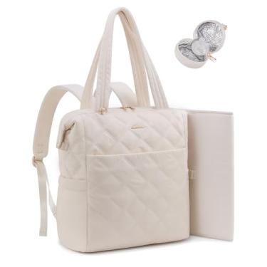 Imagem de LOVEVOOK Bolsa de fraldas com trocador conversível, bolsa de fraldas para bebês meninas e meninos, Branco, Medium