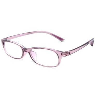 Imagem de Onrtry Óculos transparentes falsos, sem grau, armação retangular, Roxo claro transparente A4, Medium