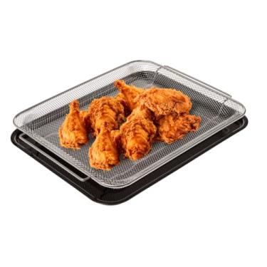 Imagem de GE Conjunto de cesta e bandeja de fritadeira a ar para aparelhos para forno, 38 x 30 cm, circulação de calor de 360° para resultados crocantes, seguro para forno a 260 °C, lavável na lava-louças