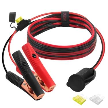 Imagem de Tomada de cabo de extensão CUZEC 12V/24V com grampo de bateria de 2,44m e adaptador de encaixe de bateria 14 AWG e isqueiro