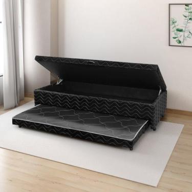 Imagem de Box Baú com Cama Auxiliar Solteiro 46cm X 88cm Imperatriz Preto - RBF