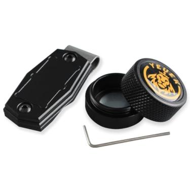 Imagem de YEUEK Suporte magnético de giz de bilhar redondo, estojo de liga de alumínio portátil para sinuca com acessórios de bilhar com clipe fixo