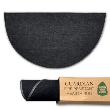 Imagem de Goods of the Woods Tapete preto de fibra de vidro meio redondo de 1,5 m – proteção à prova de fogo de 537 °C, certificado NFPA Classe 1, 50% mais grosso, revestimento de vinil antiderrapante – lareira