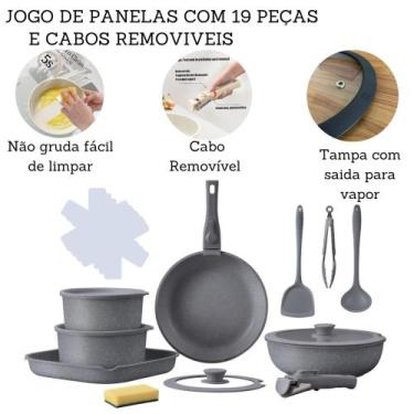 Imagem de Jogo De Panelas 19 Peças Antiaderente Indução Gás Conjunto Revestido C