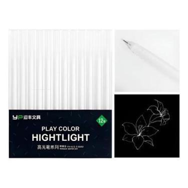 Imagem de Kit 12 Unidades Caneta Fineliner Branca Desenhar Ponta 0.6mm YH-515 - 