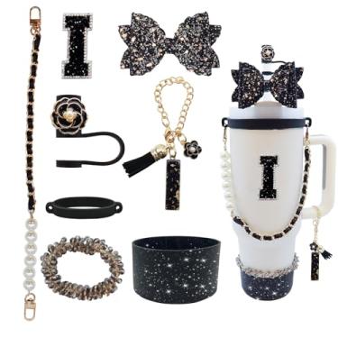 Imagem de Conjunto de acessórios de copo de 8 peças para copo Stanley de 30 e 1,360 g com alça, incluindo topo de palha, bota, alça de alça de garrafa de água, decoração de arco de palha, pulseiras, pingente de