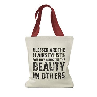 Imagem de Bolsa de compras de lona personalizada Blessed Are The Hairstylists Inspiration & Motivation Hairstylists, Apenas design vermelho, One Size