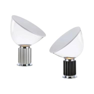 Imagem de Luminária Abajur de Mesa Moderna, Design Minimalista Italiano, Cúpula em Vidro, Bivolt (Prata)